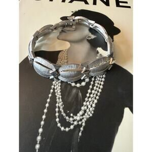 Vintage Crown Trifari Silver Bracelet 7.5”